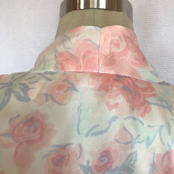 Pure Silk S/m Satin Rose print robe and chemise - Picture 9 of 15